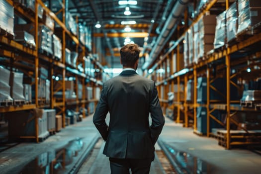 A professional businessman inside a factory, Portrait of confident mature businessman in factory.