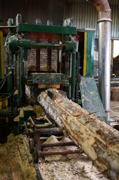 Woodworking. Image of timber machining at sawmill