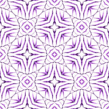 Medallion seamless pattern. Purple classic boho chic summer design. Textile ready memorable print, swimwear fabric, wallpaper, wrapping. Watercolor medallion seamless border.