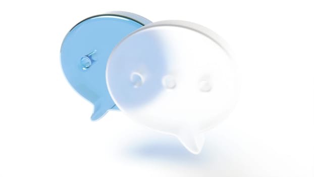 3d glass icon chat message talk dialogue online support 3d render