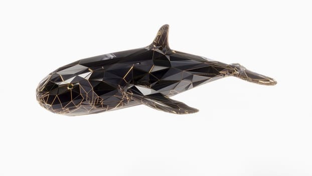 Marine animal digital concept Low poly The whale consists of gold lines dots and shape 3d render