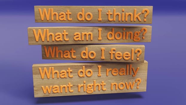 Motivational psychological phrases on wooden boards 3d render