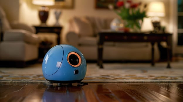 Robot cleans the house. Modern technologies in the form of a home assistant for cleaning and housekeeping. AI