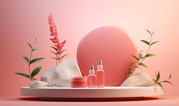 Three bottles of skin care products arranged neatly on a white plate.