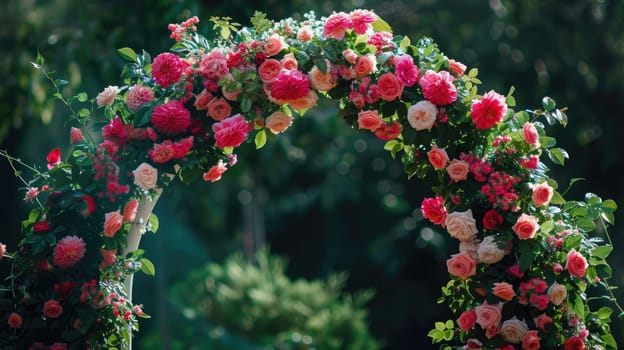 Flower arch for decoration of festive ceremonies AI