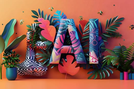 The letter a is adorned with vibrant tropical leaves and flowers, like a botanical masterpiece. Its a fusion of plantinspired art and typography