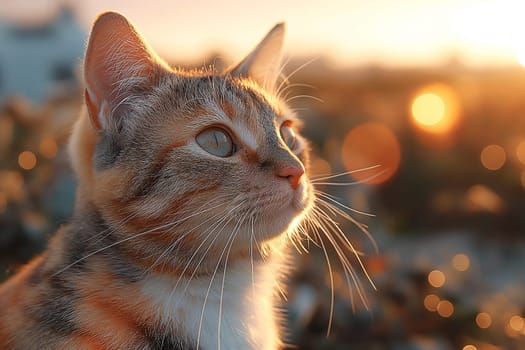 A cat on a tropical beach on sunny day