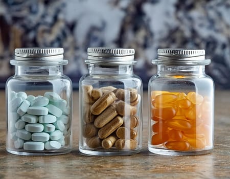 Colorful pill explosion, Spectacular play of colors in the glass