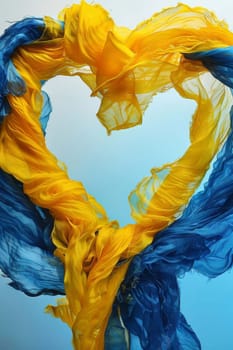 Ukrainian flag in the shape of a heart, symbols Generative AI,