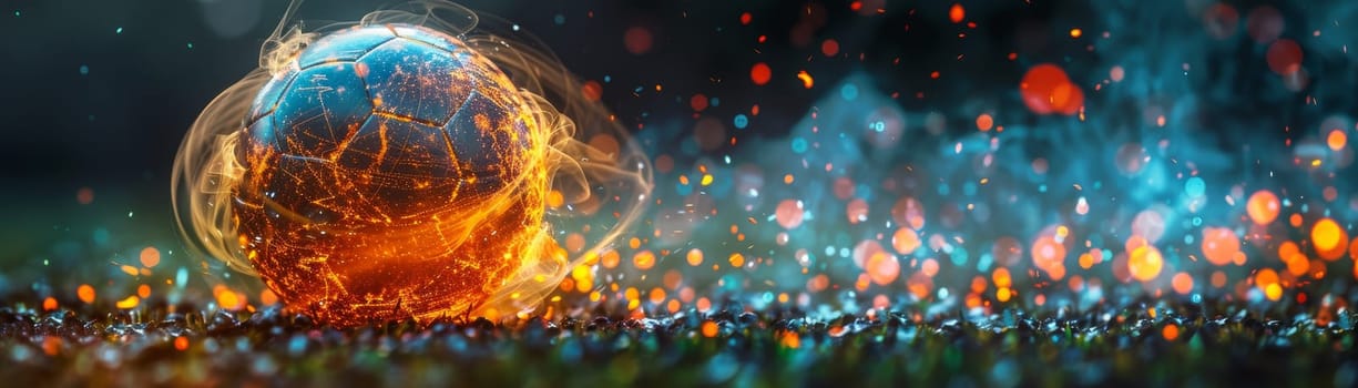A ball with fire surrounding it. The image has a mood of excitement and energy