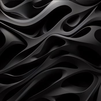 Abstract background design: Abstract black wavy background. 3d rendering, 3d illustration.