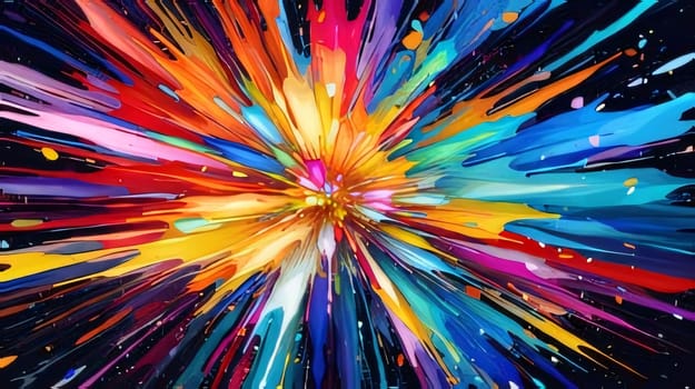 Abstract background design: Colorful explosion on a black background. 3d rendering, 3d illustration.