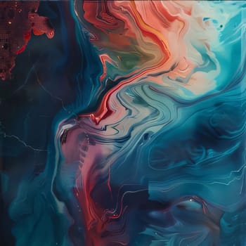 Abstract background design: Abstract background of acrylic paint in blue, red and orange colors.