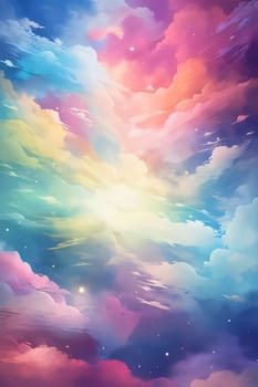 Abstract background design: Colorful abstract watercolor background with clouds and stars. Vector illustration.