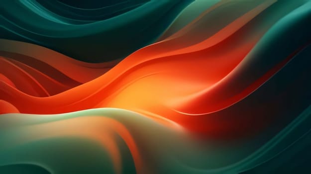 Abstract background design: 3d render of abstract background with smooth lines in orange and green colors