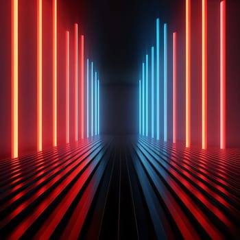 Abstract background design: 3d render, abstract background, empty corridor with glowing neon lines