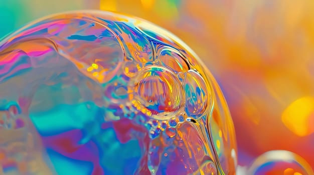 Abstract background design: colorful abstract background with soap bubbles close-up, macro photography