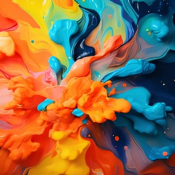 Abstract background design: Abstract background of acrylic paint in blue, orange, yellow and red colors