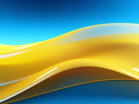 Abstract background design: Abstract 3d rendering of yellow and blue wavy background. Smooth glossy surface.