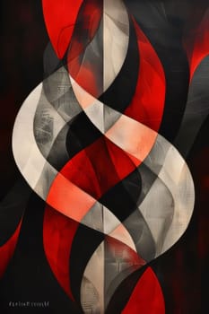 Abstract background design: Abstract background with curved lines and waves in red and black colors.