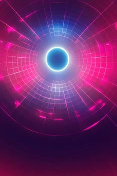 Abstract background design: Neon circle background, futuristic techno design, computer generated abstract background