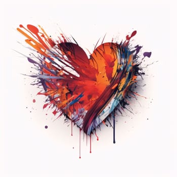 Abstract background design: Heart made of colorful blots and splashes on white background.