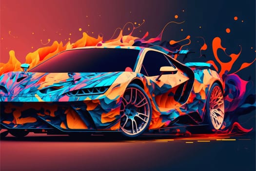 Abstract background design: Abstract background with sport car in fire. Vector illustration. Eps 10