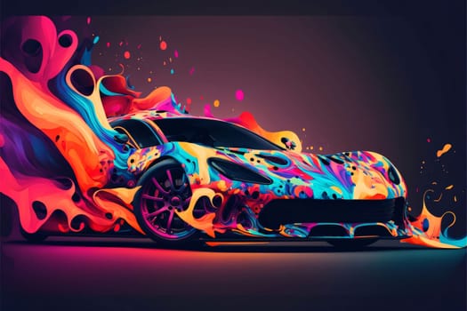 Abstract background design: Sport car with abstract colorful background. Vector illustration. Eps 10.