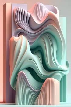 Abstract background design: 3d illustration of abstract background with wavy lines in pastel colors