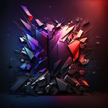 Abstract background design: Abstract geometric shape made of broken glass. 3d render illustration.