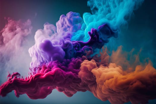 Abstract background design: Colorful cloud of smoke isolated on black background. 3d rendering