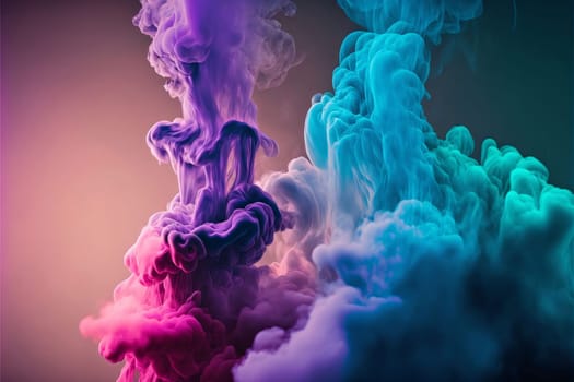 Abstract background design: Colorful smoke on a dark background. Abstract background for design.