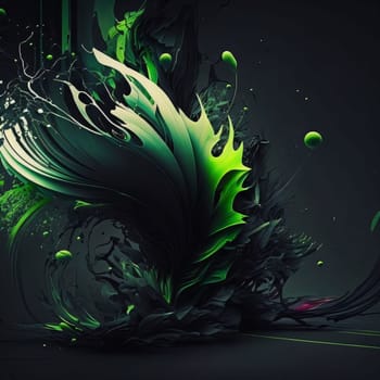Abstract background design: abstract background with green and black waves. 3d render illustration