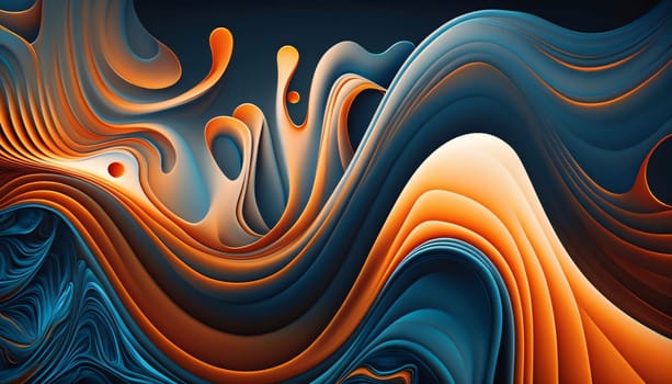 Abstract background design: Abstract blue and orange background. 3d rendering, 3d illustration.