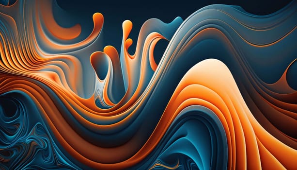 Abstract background design: Abstract blue and orange background. 3d rendering, 3d illustration.