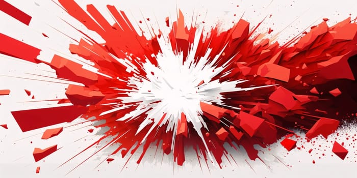 Abstract background design: 3d rendering of abstract red and white geometric background with explosion effect