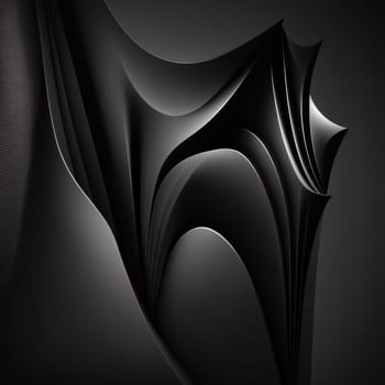Abstract background design: Abstract black background with smooth wavy lines. 3d render illustration