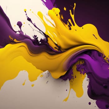 Abstract background design: abstract background with purple and yellow paint splashes. 3d illustration