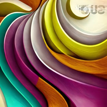 Abstract background design: Colorful abstract background with curved lines. 3d render illustration.