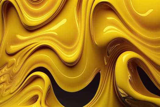 Abstract background design: 3d illustration of abstract yellow background with smooth flowing liquid shapes.