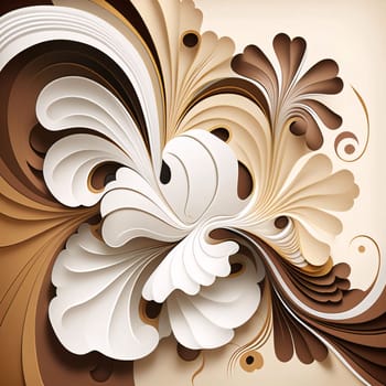 Abstract background design: Abstract 3d illustration of swirls in beige and brown colors