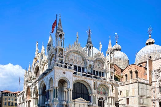 Italy, Venice, April 25, 2024. St. Mark's Basilica in Italy in the city of Venice. High quality photo