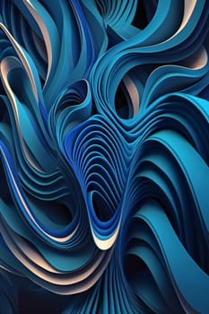 Abstract background design: Abstract blue wavy background. 3d rendering, 3d illustration.