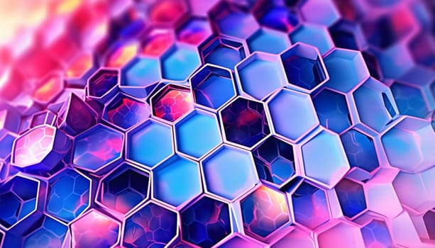 Abstract background design: 3d rendering of abstract background with hexagons in purple and blue