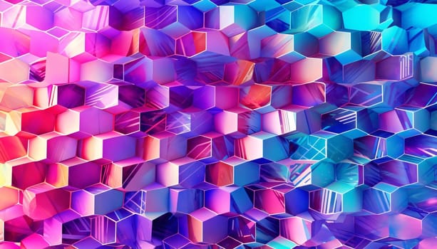 Abstract background design: 3d rendering, abstract geometric background with hexagon shapes in pink and blue colors