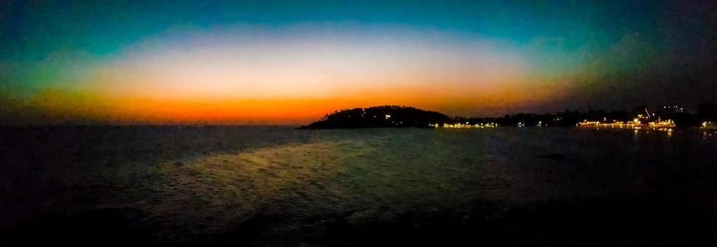 Beautiful colorful sunset on the beach in Mirissa Beach Matara District Southern Province Sri Lanka.