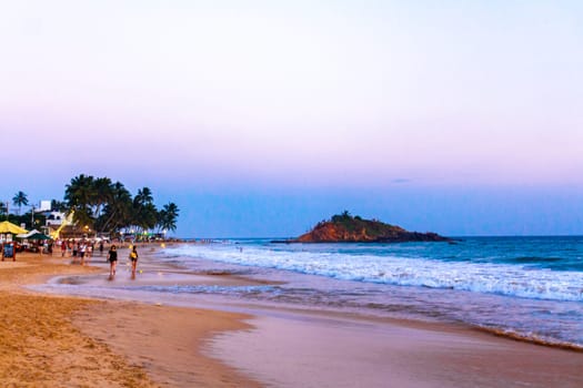 Beautiful colorful sunset on the beach in Mirissa Beach Matara District Southern Province Sri Lanka.