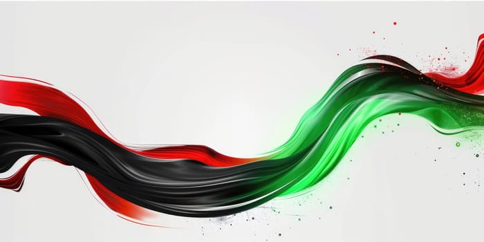 Black, red, and green flowing curves on a white background. AIG51A.