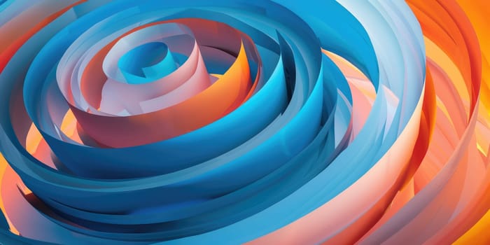 Blue and orange 3D rendering of a twisted shape AIG51A.