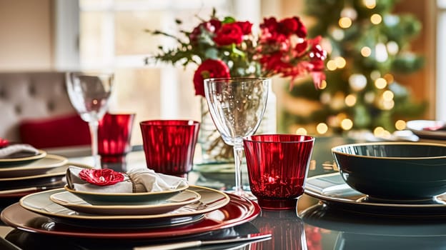 Christmas holiday family breakfast, table setting decor and festive tablescape, English country and home styling inspiration